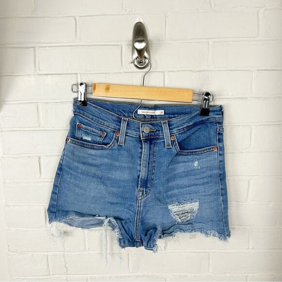 Levi’s Distressed High Rise Denim Shorts Size 28 - Picture 1 of 7